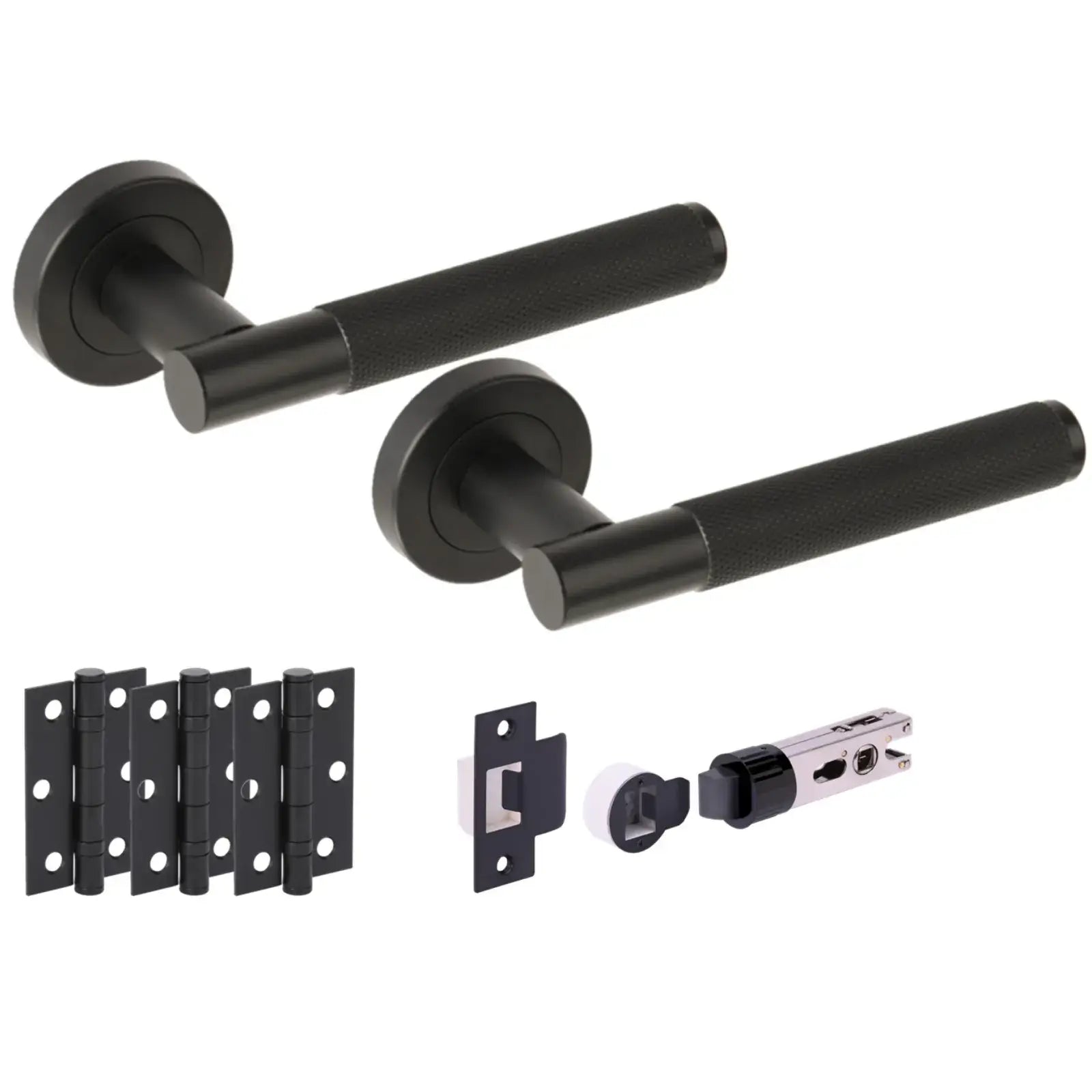 Evo Matt Black Bullet Latch Lever Hardware Pack