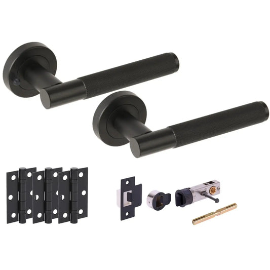 Evo Matt Black Bullet Latch Privacy Hardware Pack
