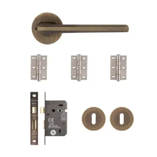 Ithaca Mortice Kit Matt Antique Brass