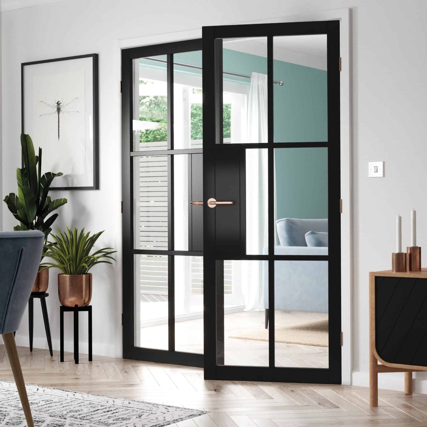 Civic Black Clear Glass Internal Door