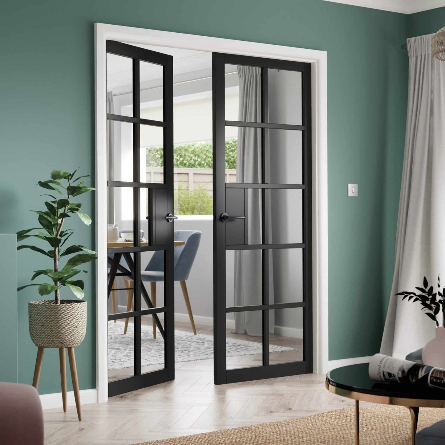 Plaza Black Clear Glass Internal Door