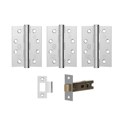 Polished Chrome Internal Fire Door Hinge and Latch Pack