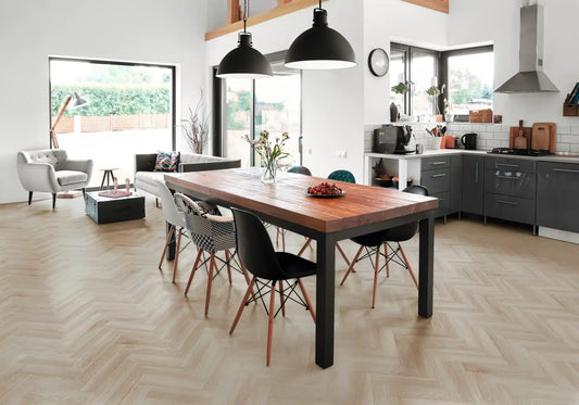 Luvanto Glue-Down LVT Latte Oak Herringbone