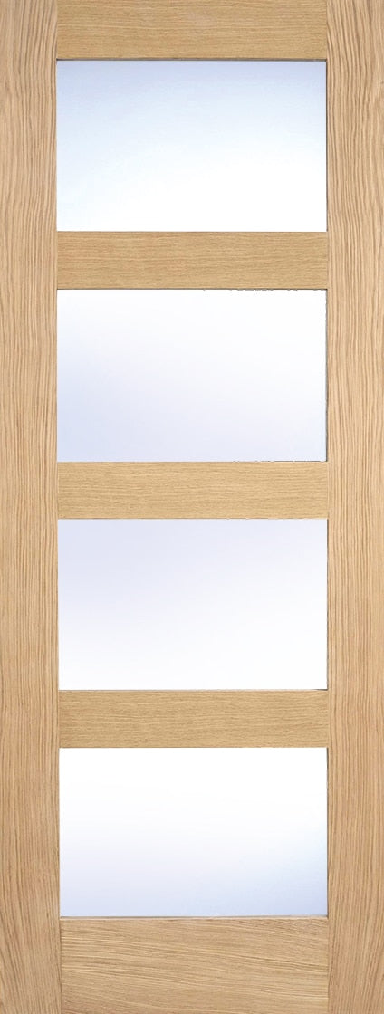 Oak Shaker Glazed 4L Clear Internal Door