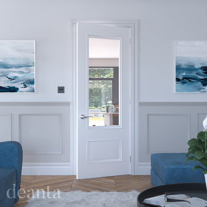 Sandringham White Primed Bevelled Clear Glazed Door