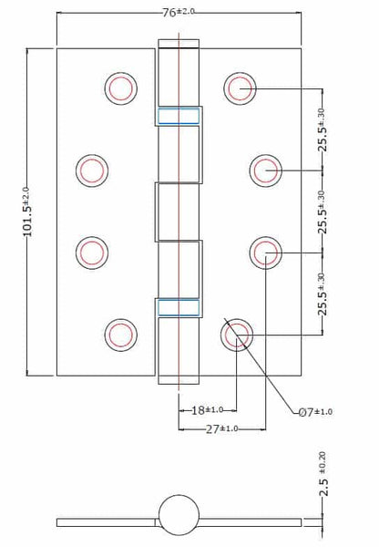 Dale 4" Matt Black Ball Bearing Butt Hinges - Fire Door - Pair