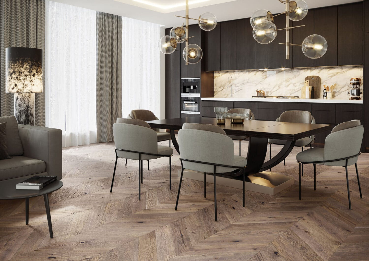 14x130x725mm French Chateau Brushed Matt Lacquered Chevron