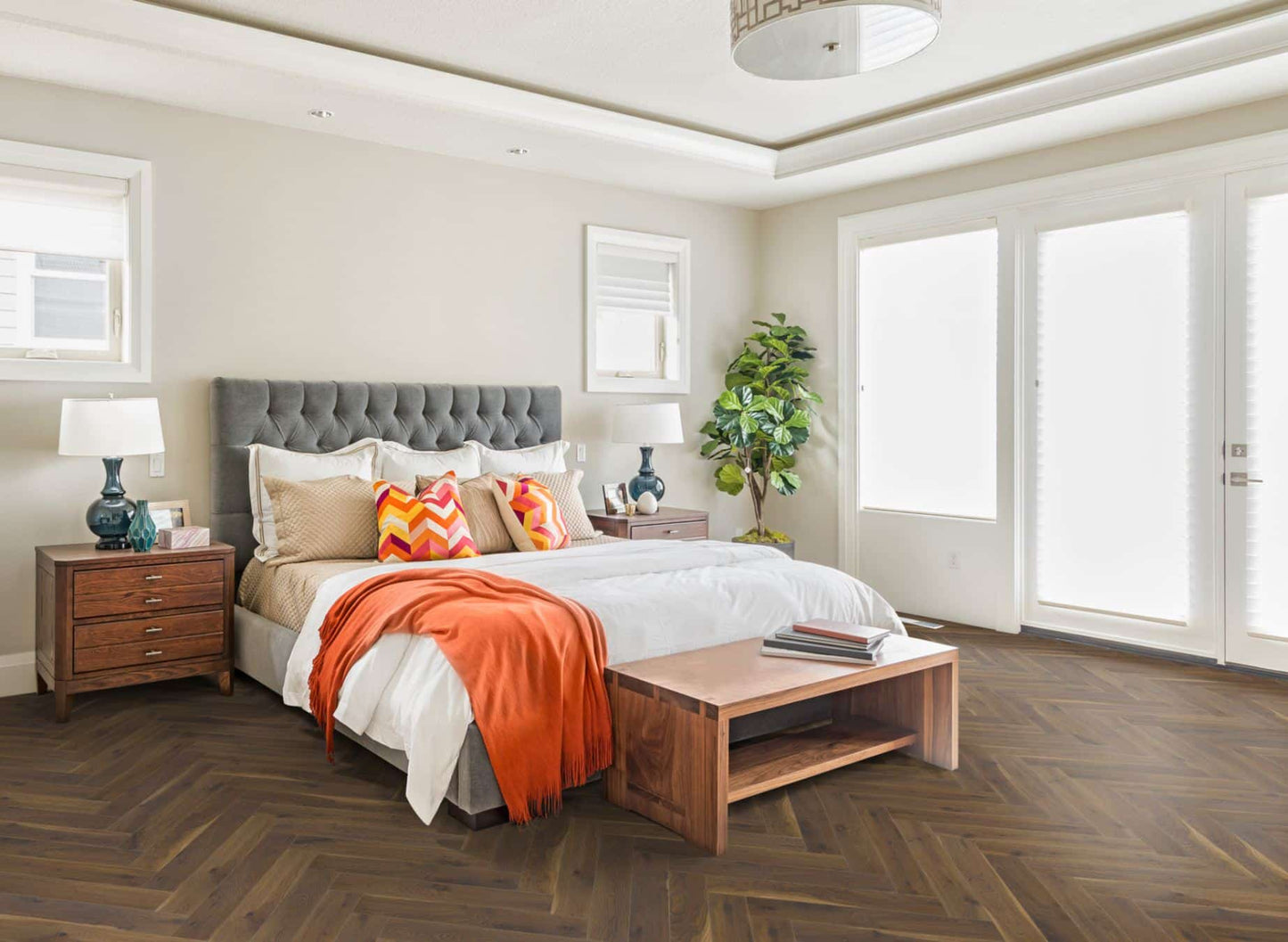 Premium Embossed Coffee Oak Herringbone