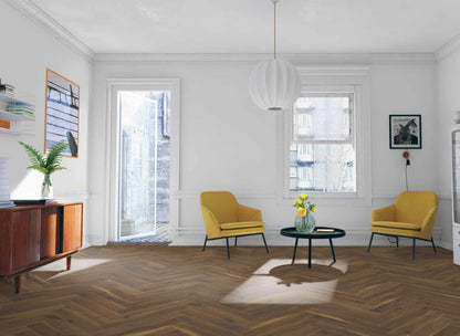 Premium Embossed Coffee Oak Herringbone