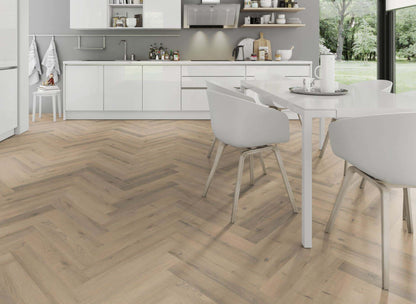 Premium Embossed Greige Oak Herringbone