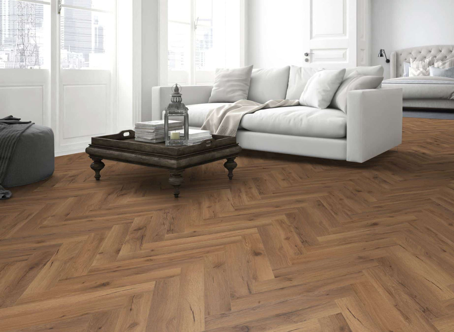 Premium Embossed Oak Robust Fumed Herringbone
