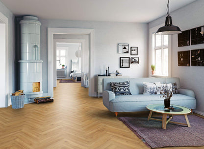 Premium Embossed Oak Robust Natural Herringbone