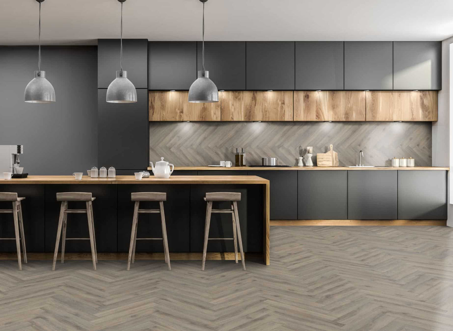 Lignum Fusion Premium Embossed Volcanic Oak Herringbone