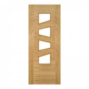 Seville Oak Clear Glazed 4L Slanted - Prefinished Internal Door