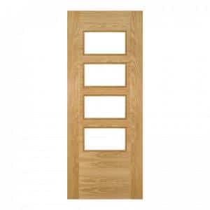 Seville Oak Clear Glazed 4L Square - Prefinished Internal Door