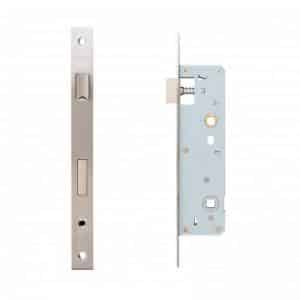 Slim Bathroom Lock Satin Nickel