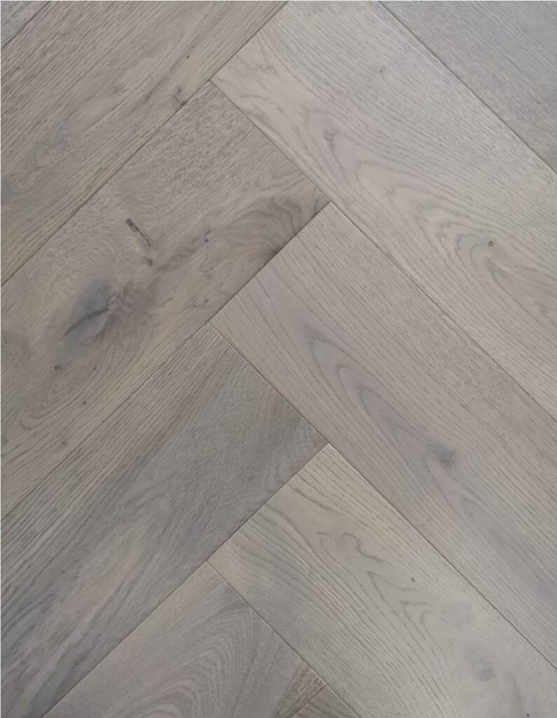 Grey Engineered Oak Click Herringbone Flooring | A Wood Idea