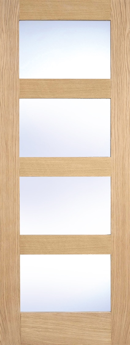 Oak Shaker Glazed 4L Clear Internal Door