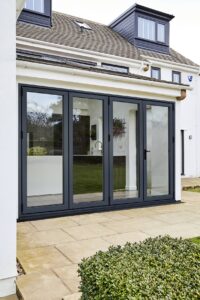 Aluvu Grey Prefinished External Bi-Fold Doors With Trickle Vents