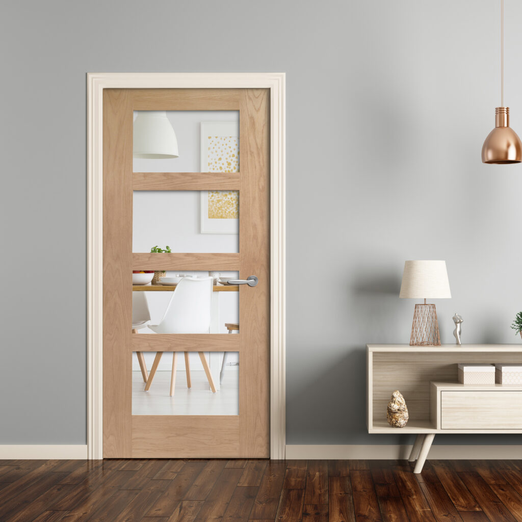 Internal Oak Shaker 4 Panel Door with Clear Glass A Wood Idea