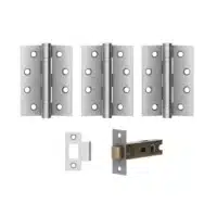 Satin Chrome Internal Fire Door Hinge and Latch Pack