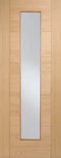 Horizontal 5P V Groove Long Light Glazed Oak Door