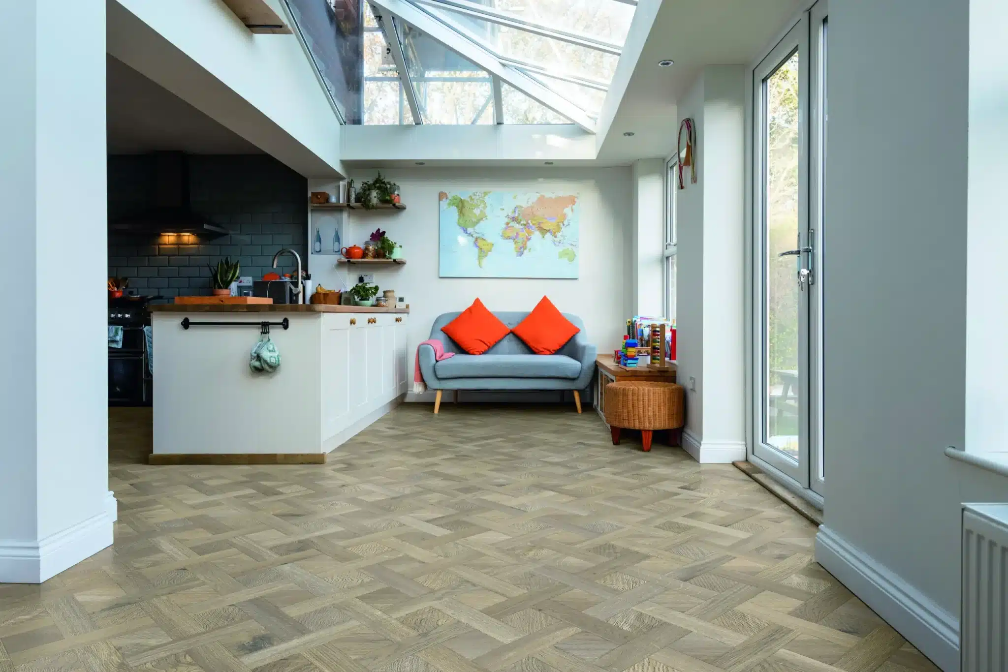 Tarkett Glue-Down LVT Basket Weave Woodland Oak Grege