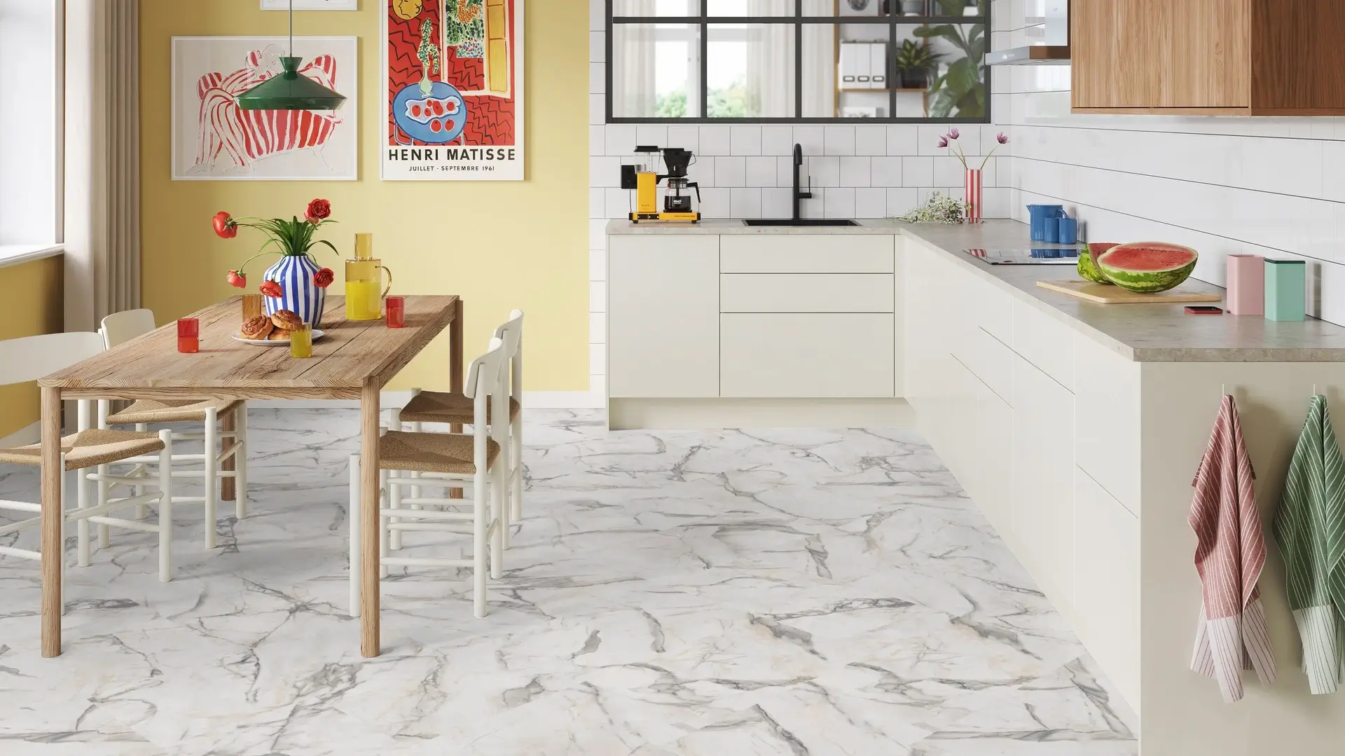 Tarkett Glue-Down LVT Carrara Grande White
