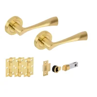 Zena Satin Brass Bullet Latch Lever Hardware Pack