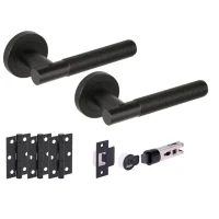 Halo Matt Black Bullet Latch Lever Hardware Pack