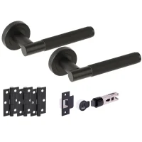 Evo Matt Black Bullet Latch Lever Hardware Pack